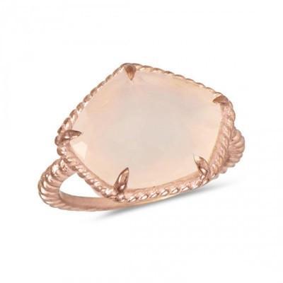 14 Karat Rose Gold Plated Ring with Rose Quartz