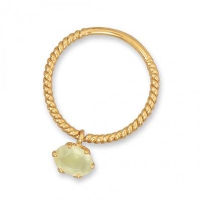 14 Karat Gold Plated Prehnite Charm Ring