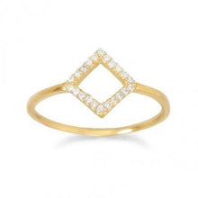 Load image into Gallery viewer, 18 Karat Gold Plated Diamond Shape CZ Ring