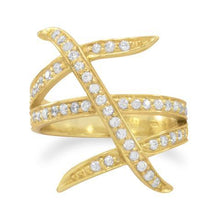 Load image into Gallery viewer, 14 Karat Gold Plated Three Row Design CZ Ring