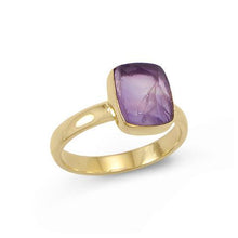 Load image into Gallery viewer, 14 Karat Gold Plated Rough Cut Amethyst Ring