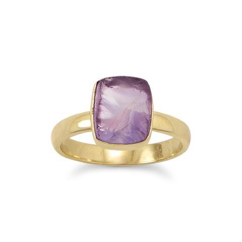 14 Karat Gold Plated Rough Cut Amethyst Ring