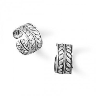 Two Row Oxidized Wheat Design Ear Cuffs