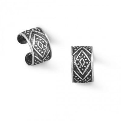 Oxidized Diamond Design Ear Cuffs