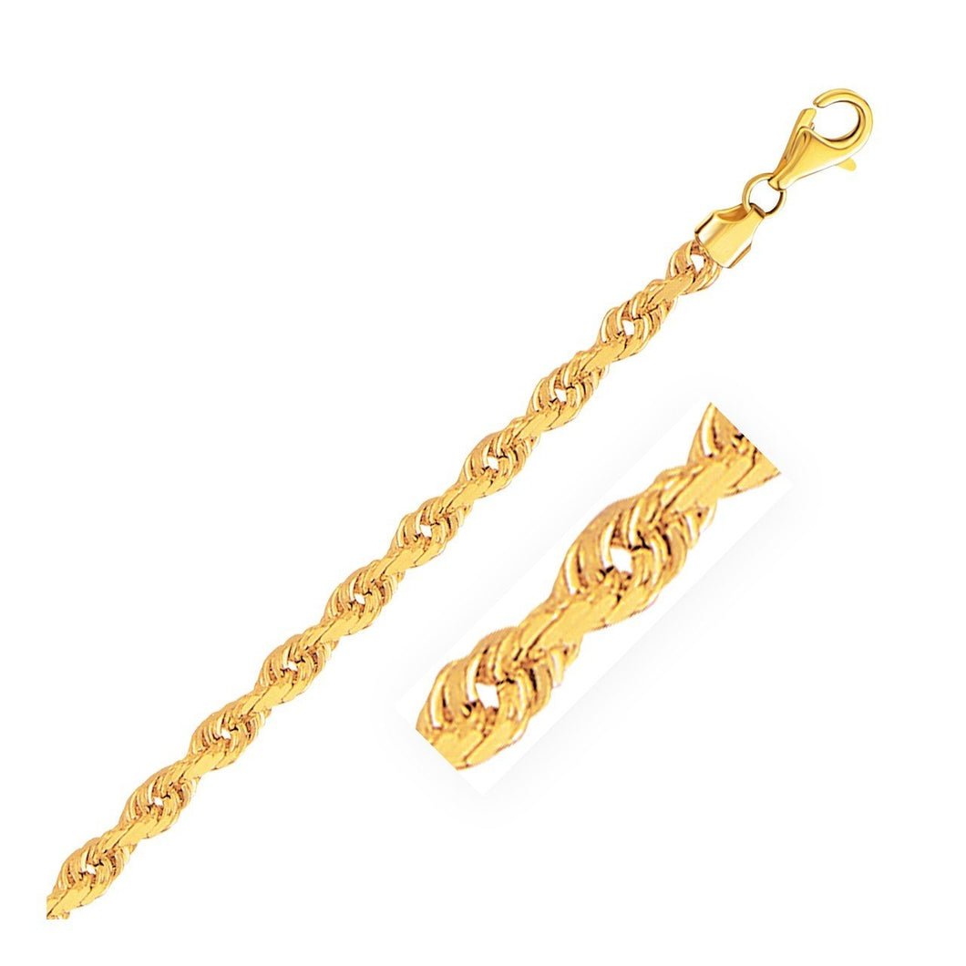 Solid Diamond Cut Rope Chain in 14k Yellow Gold (4.0mm)