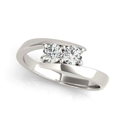 14K White Gold (1/2 ct. tw.) Common Prong Two Stone Diamond Ring