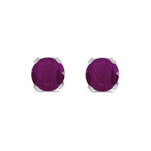 14k White Gold Round Ruby Studs Earrings  0.60ct