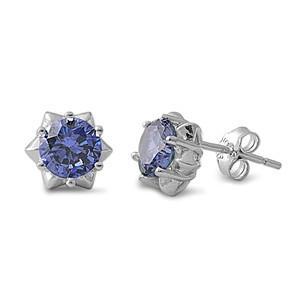 .925 Tanzanite CZ Stud Earrings