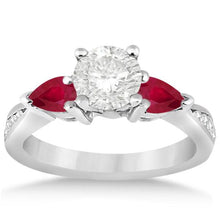 Load image into Gallery viewer, 14k White Gold Diamond &amp; Pear Ruby Gemstone Engagement Ring  1.79ct