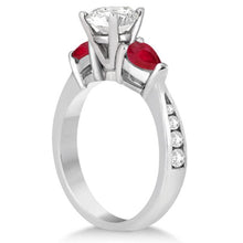 Load image into Gallery viewer, 14k White Gold Diamond &amp; Pear Ruby Gemstone Engagement Ring  1.79ct