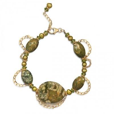 14/20 Gold Filled Rhyolite and Peridot Bracelet