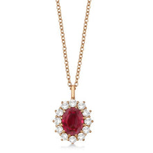 Load image into Gallery viewer, 14k Rose Gold Oval Ruby and Diamond Pendant Necklace  3.60ctw