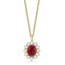 Load image into Gallery viewer, 14k Yellow Gold Oval Ruby and Diamond Pendant Necklace 14k Yellow Gold 3.60ctw