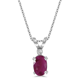 14K White Gold Ruby & Diamond Solitaire Filagree Pendant 0.60ct