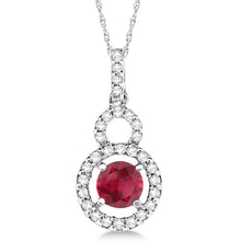 Load image into Gallery viewer, 14k White Gold Dangle Drop Diamond and Ruby Pendant  0.63ct