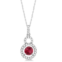 Load image into Gallery viewer, 14k White Gold Dangle Drop Diamond and Ruby Pendant  0.63ct