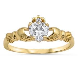 Yellow Gold Plated Silver Claddagh Ring