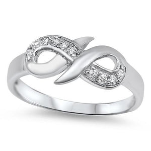 Sterling Silver Cubic Zirconia DouldeHearts Infinity Ring
