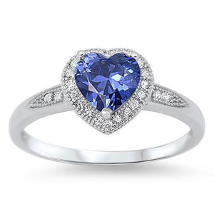.925 Tanzanite CZ Heaart Ring