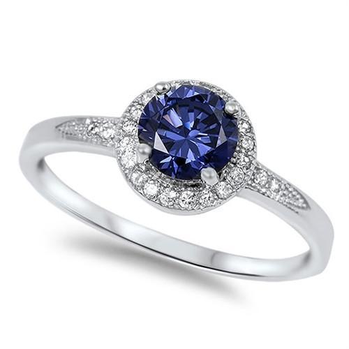 .925 Tanzanite and White CZ Ring