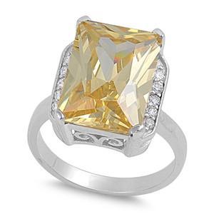 .925 Yellow Topaz CZ Ring
