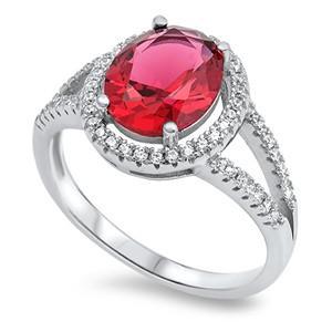.925 Ruby and White Cubic Zirconia Ring