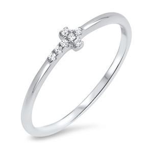 Sterling Silver Cubic Zirconia Sideways Cross Ring