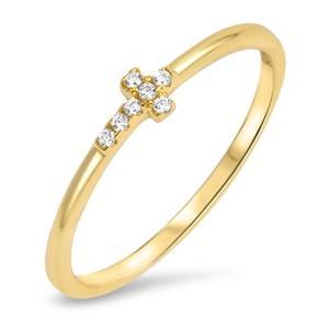 Sterling Silver Cubic Zirconia Sideways Cross Ring