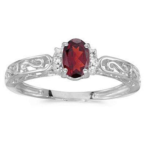 14k White Gold Oval Ruby & Diamond Filigree Antique Style Ring