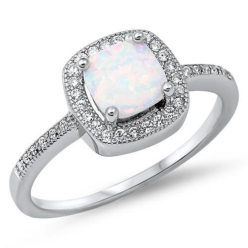 .925 White Lab Opal Ring