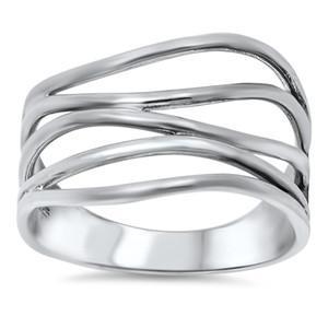 Sterling Silver 925 SEMI MULTI BAND IN ONE DESIGN RING 13MM SIZES 5-12