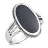 Sterling Silver 925 PRETTY OVAL DESIGN WITH BLACK ONYX STONE RING SIZES 5-12