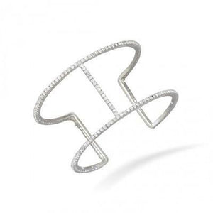 Sparkling Double Row Crystal Fashion Cuff Bracelet