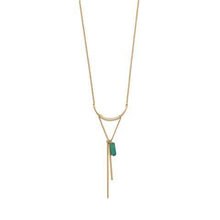 Load image into Gallery viewer, 14 Karat Gold Plated &quot;U&quot; Design with Long Bar Drop Fashion Necklace
