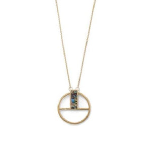Gold Tone Geometric Abalone Shell Necklace