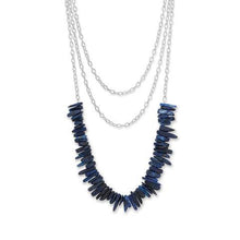 Load image into Gallery viewer, 3 Strand Silver Tone Lapis Spike Necklace