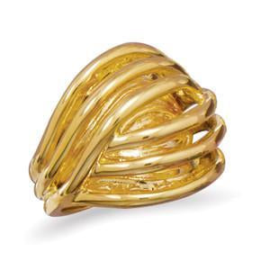14 Karat Gold Plated Brass Domed Open Design Ring