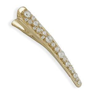 14 Karat Gold Plated Crystal Fashion Hair Clip