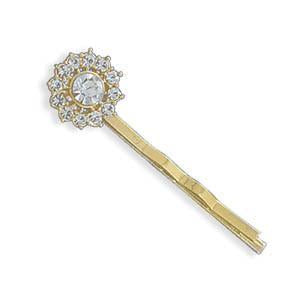 14 Karat Gold Plated Fashion Bobby Pin with Crystal