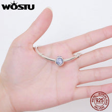 Load image into Gallery viewer, WOSTU Real 100% 925 Sterling Silver Radiant Droplet Bead With Lavender CZ Fit Original wst Charm Bracelet DIY Jewelry CRC088