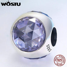 Load image into Gallery viewer, WOSTU Real 100% 925 Sterling Silver Radiant Droplet Bead With Lavender CZ Fit Original wst Charm Bracelet DIY Jewelry CRC088