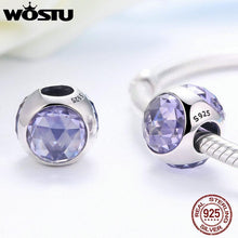 Load image into Gallery viewer, WOSTU Real 100% 925 Sterling Silver Radiant Droplet Bead With Lavender CZ Fit Original wst Charm Bracelet DIY Jewelry CRC088
