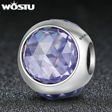 Load image into Gallery viewer, WOSTU Real 100% 925 Sterling Silver Radiant Droplet Bead With Lavender CZ Fit Original wst Charm Bracelet DIY Jewelry CRC088