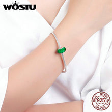 Load image into Gallery viewer, WOSTU Real 925 Sterling Silver Elegant Green Murano Glass Beads Fit Original wst Bracelet Luxury DIY Jewelry CQZ038