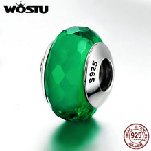 Load image into Gallery viewer, WOSTU Real 925 Sterling Silver Elegant Green Murano Glass Beads Fit Original wst Bracelet Luxury DIY Jewelry CQZ038