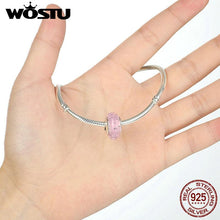Load image into Gallery viewer, WOSTU Real 925 Sterling Silver Pink Fizzle Glass Murano Glass Beads Fit Original WST Charm Bracelet S925 Fashion Jewelry