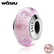 Load image into Gallery viewer, WOSTU Real 925 Sterling Silver Pink Fizzle Glass Murano Glass Beads Fit Original WST Charm Bracelet S925 Fashion Jewelry