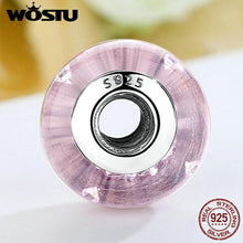 Load image into Gallery viewer, WOSTU Real 925 Sterling Silver Pink Fizzle Glass Murano Glass Beads Fit Original WST Charm Bracelet S925 Fashion Jewelry