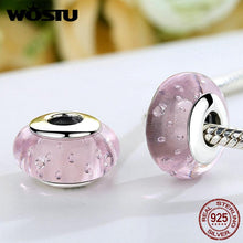 Load image into Gallery viewer, WOSTU Real 925 Sterling Silver Pink Fizzle Glass Murano Glass Beads Fit Original WST Charm Bracelet S925 Fashion Jewelry