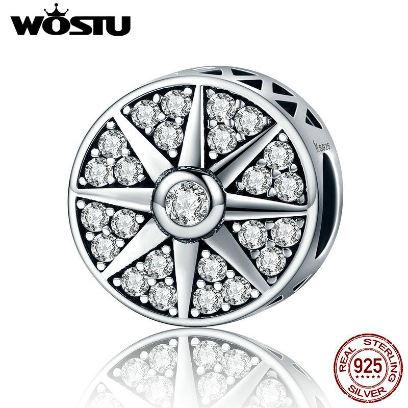WOSTU Real 925 Sterling Silver The Radiance of Sun Beads Fit Original WST Charm Bracelet Fine Jewelry Gift CQC212